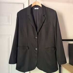 RUMORED black tencel two button up oversized long sleeve blazer jacket